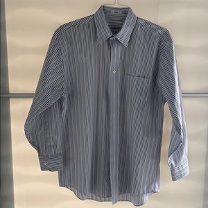Blue and gray striped dress shirt